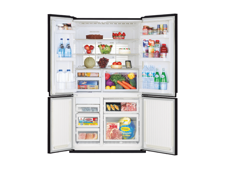 mitsubishi electric 580l l4 series french door fridge argent silver