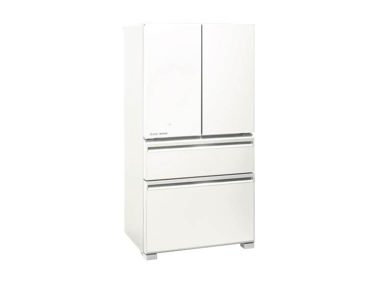 mitsubishi 630l lx grande glass french door fridge silver